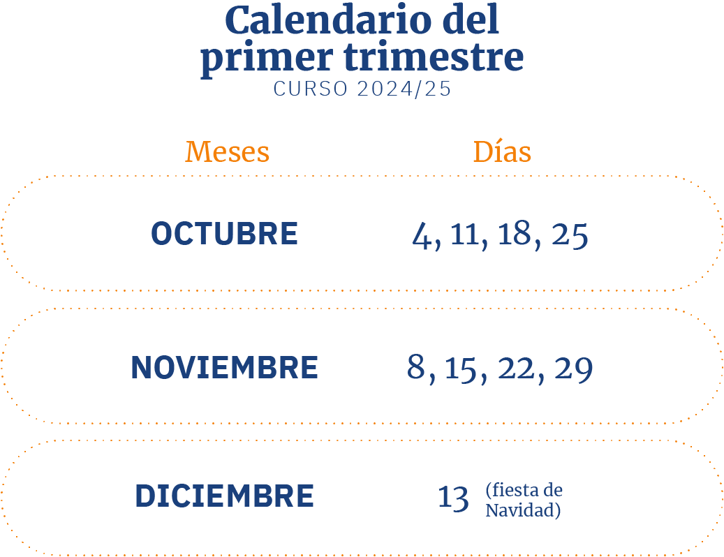 Calendario Fuego Nuevo primer trimestre 24-25 Irlandesas Madrid